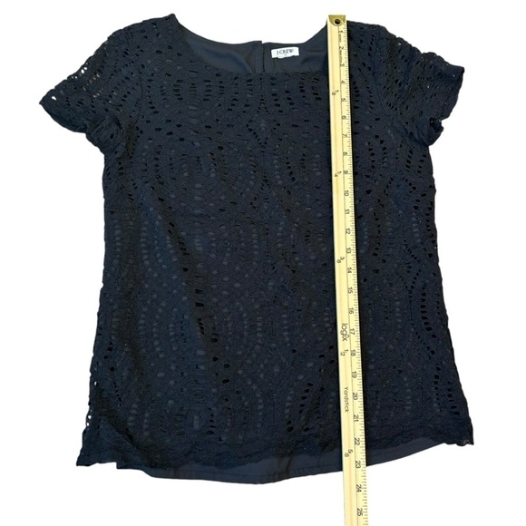 J CREW Black Lace Short Sleeved Lined Blouse Small 🖤 - Picture 3 of 7